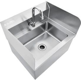Global Industrial™ Stainless Steel Hands Free Wall Mount Sink W/Faucet & Splash Guards