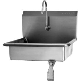 Sani-Lav® 6081-0.5 Wall Mount Sink With Single Knee Pedal Valve, Low-Flow 0.5 GPM