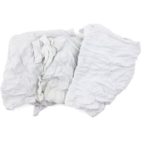 Reclaimed T-Shirt Knit Rags, White, 10 Lbs. - 340-10