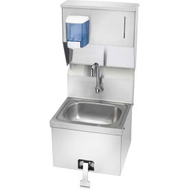 Krowne® HS-16 16" Wide Hand Sink With Soap And Towel Dispenser, Knee Pedal