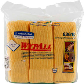 Wypall Cloths With Microban Microfiber 15-3/4" x 15-3/4", Yellow 6 Wipes/Pack 4/Case - KIM83610CT