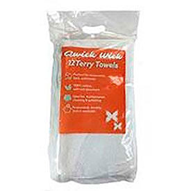 Qwick Wick 100% Cotton White Terry Heavy Duty Bar Towel, 28 oz., 16" x 19", 12 Towels/Pack, 5 Packs