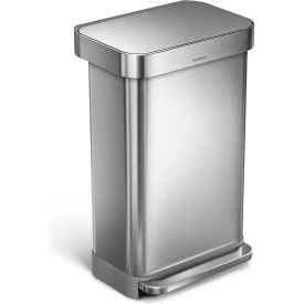simplehuman® Rectangular Step Can - 12 Gallon Brushed Stainless Steel - CW2024