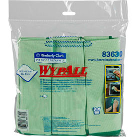 Wypall Microfiber Cloths W/Microban, 15-3/4" X 15-3/4", Green, 6 Cloths/Pack - KIM83630