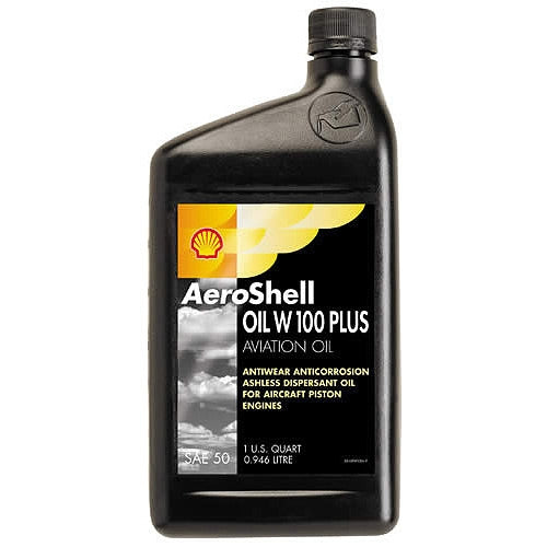 AeroShell Oil W100 Plus Single Grade Aviation Oil - Case of 12 (1 Qt)