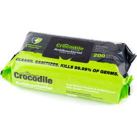 Crocodile Cloth&#174; Antibacterial Sanitizer Hand Wipes, 8.7" x 8" Wipes, 200 Wipes/Pack - 6102