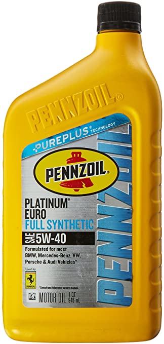 Pennzoil Platinum Euro SAE 5W-40 Full Synthetic Motor Oil - Case of 6 (1 qt)