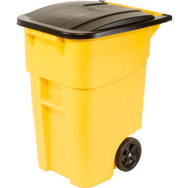 Rubbermaid 9W27 Brute® Rollout 50 Gallon Large Mobile Container - Yellow with Lid