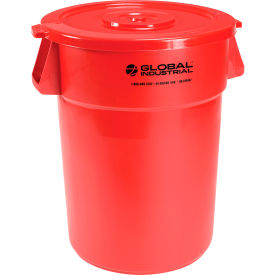 Global Industrial™ Plastic Trash Can with Lid - 44 Gallon Red