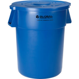 Global Industrial™ Plastic Trash Can with Lid - 55 Gallon Blue