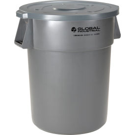 Global Industrial™ Plastic Trash Can with Lid - 55 Gallon Gray