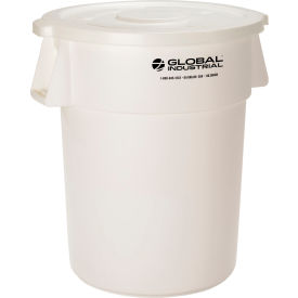 Global Industrial™ Plastic Trash Can with Lid - 55 Gallon White