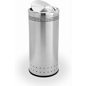 Precision® Stainless Steel Round Imprinted Trash Can With Swivel Lid, 15 Gallon