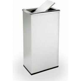 Precision® Stainless Steel Rectangular Trash Can With Swivel Lid, 13-1/2 Gallon