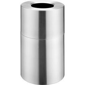 Global Industrial™ Aluminum Round Open Top Trash Can, 35 Gallon, Satin Clear