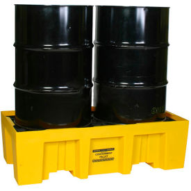 Eagle 1620 2 Drum Spill Containment Pallet 66 Gallon Capacity - Yellow with Drain