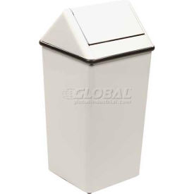 Witt Steel Square Swing Top Trash Can, 13 Gallon, White
