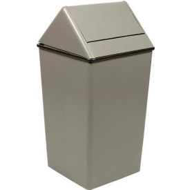 Witt Steel Square Swing Top Trash Can, 36 Gallon, Gray