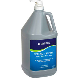 Global Industrial™ Walnut Scrub Heavy Duty Hand Cleaner, Rainforest Scent, Pump Gallon - 4/Case