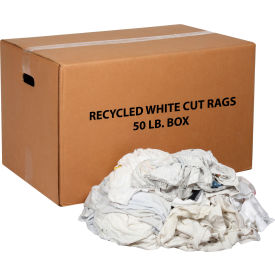 Global Industrial™ Recycled White Cut Rags, 50 Lb. Box