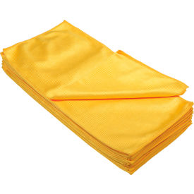 Global Industrial™ 266 GSM Microfiber Glass Cleaning Cloths, 16" x 16", Gold, 12 Cloths/Pack