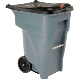 65 Gallon Rubbermaid Large Mobile Waste Receptacle - Gray With Lid
