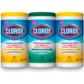 Clorox® Disinfecting Wipes, Fresh Scent & Citrus Blend, 75 Wipes/Canister, Pack of 3