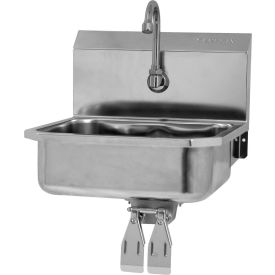 Sani-Lav® 605D-0.5 Wall Mount Sink With Double Knee Pedal Valve, Low-Flow 0.5 GPM