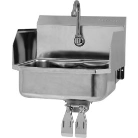 Sani-Lav® 607D Wall Mount Sink With Double Knee Pedal Valve And Side Splash Guards