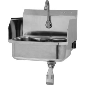 Sani-Lav® 607L Wall Mount Sink With Single Knee Pedal Valve And Side Splash Guards