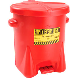 Eagle 6 Gallon Poly Waste Can W/ Foot Lever, Red - 933FL