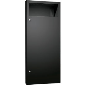 ASI® Simplicity™ Semi-Recessed Powder Coated Waste Receptacle, Stainless Steel, Black