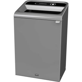 Rubbermaid® Configure Decorative Steel Trash Can, Landfill Lid, 33 Gallon, Grey Stenni