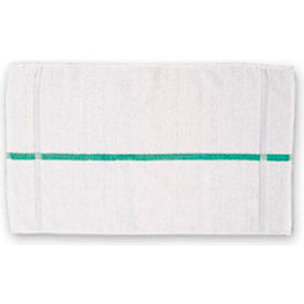 Chef Revival HTI15GS - Bar Towel, 15" x 25, Oversized, Extra Long, White W/Green Stripe - Pack of 12