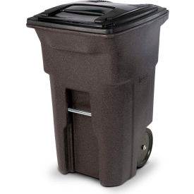 Toter Heavy Duty Two-Wheel Trash Cart, 64 Gallon, Brownstone