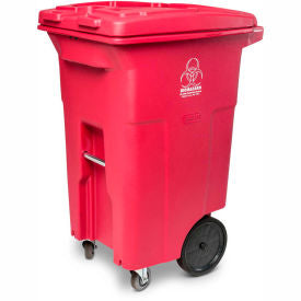 Toter 2-Wheel Medical Waste Cart w/Casters, 64 Gallon Red - RMC64-00RED
