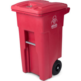 Toter Regulated Medical Waste Cart With Bio Hazard Logo, 32 Gallon - Red