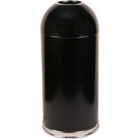 Witt Standard Steel Round Trash Can W/Dome Top, 15 Gallon, Black