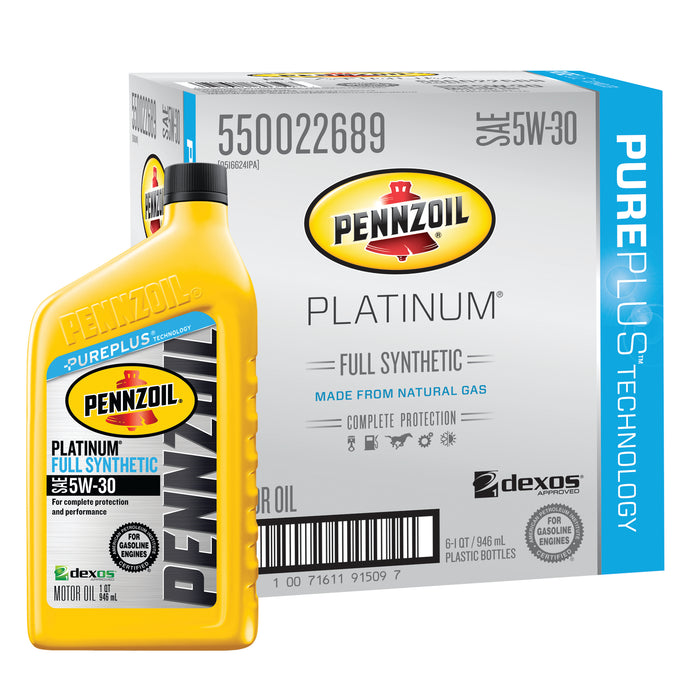 Pennzoil Platinum SAE 5W-30 Full Synthetic Motor Oil - Case of 6 (1 qt)