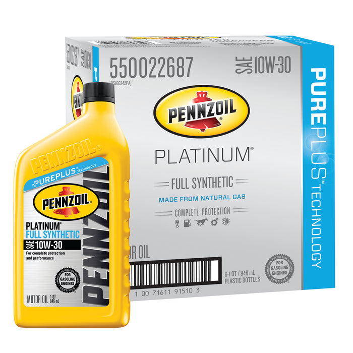 Pennzoil Platinum SAE 10W-30 Full Synthetic Motor Oil - Case of 6 (1 qt)