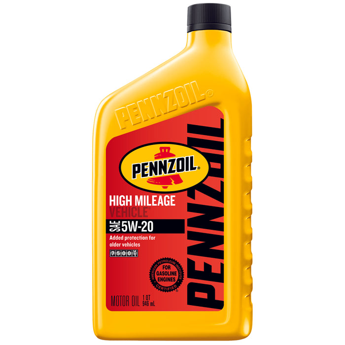 Pennzoil High Mileage Vehicle SAE 5W-20 Motor Oil - Case of 6 (1 qt)