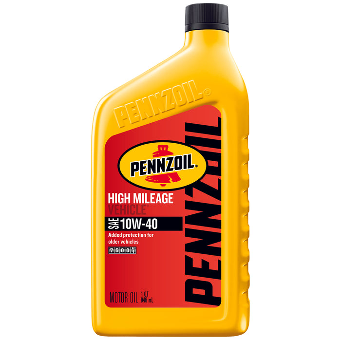Pennzoil High Mileage Vehicle SAE 10W-40 Motor Oil - Case of 6 (1 qt)