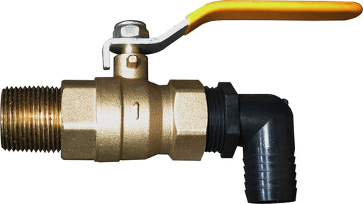 1in. Brass Ball Valve Assembly, 1in. with Barb Fitting & 1in. Brass Nipple