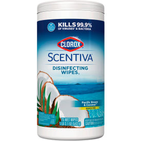 Clorox® Scentiva Disinfecting Wipes, Pacific Breeze & Coconut, 75 Wipes/Canister, Pack of 6