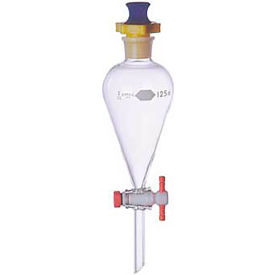Kimble Kimax Squibb Separatory Funnel PTFE Stopcock and Plastic Stopper 1000ML Case of 2