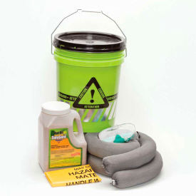 HD Sales AB-4oil Oil Only Spill Kit, 5 Gallon Tri-Lingual Bucket, Absorbent Powder, Socks