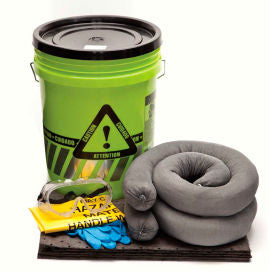 HD Sales AB-GB2S Universal Spill Kit, 5 Gallon Tri-Lingual Bucket, Absorbent Socks, Pads