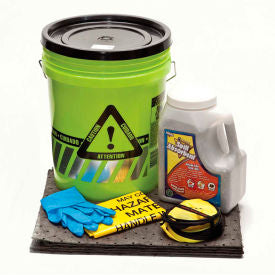 HD Sales AB-GB32 Universal Spill Kit, 5 Gallon Tri-Lingual Bucket, Absorbent Powder, Pads
