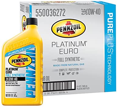 Pennzoil Platinum Euro SAE 0W-40 Full Synthetic Motor Oil - Case of 6 (1 qt)