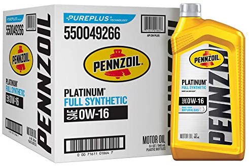 Pennzoil Platinum SAE 0W-16 Full Synthetic Motor Oil - Case of 6 (1 qt)